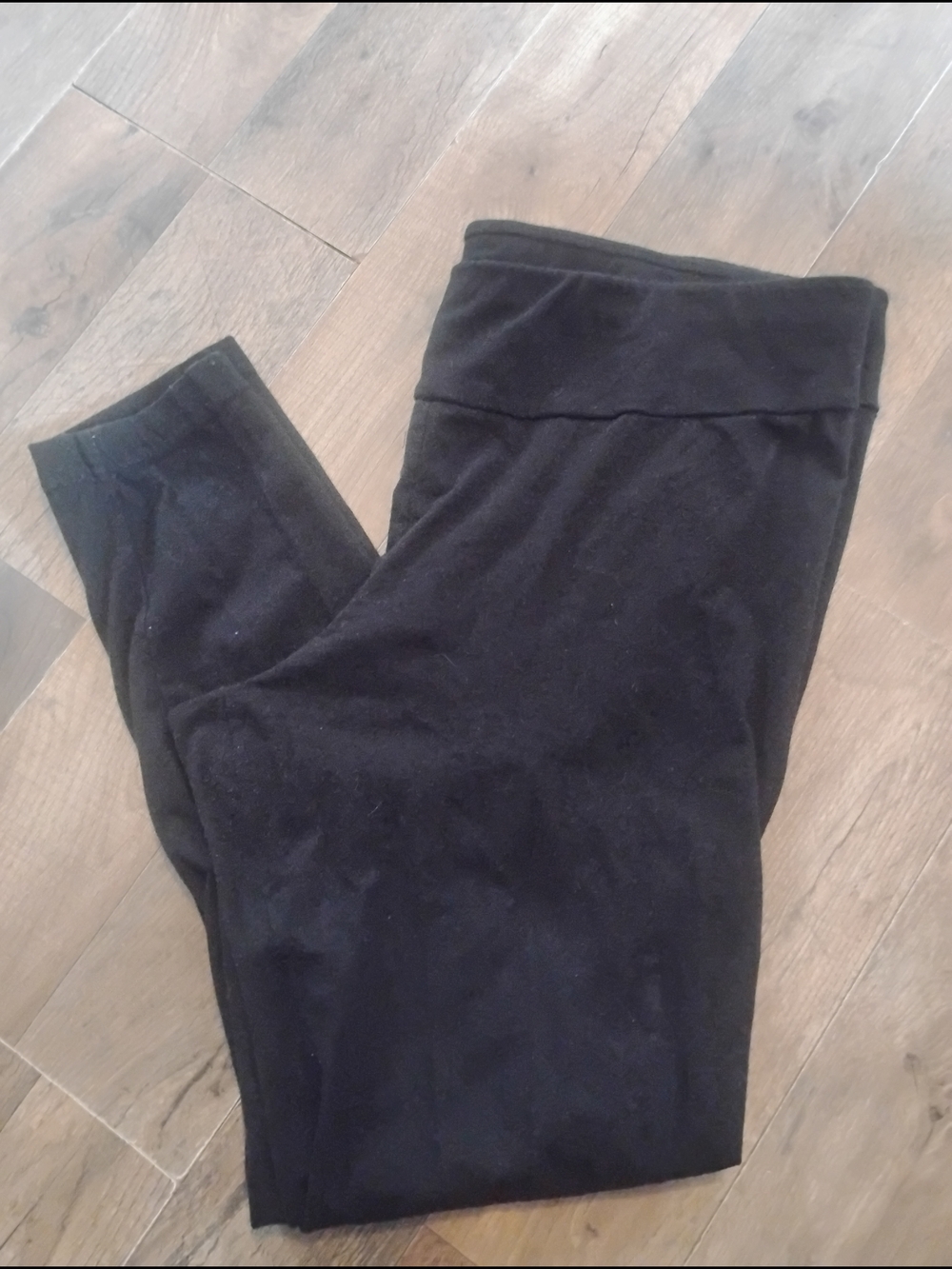 Time and Tru Black Active Leggings with Fold-Over Waist